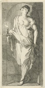Personificación de la obediencia Capacidad de servicio (título sobre el objeto) Cuarenta y una piezas, varias estatuas de Sinne (título de la serie) de Arnold Houbraken