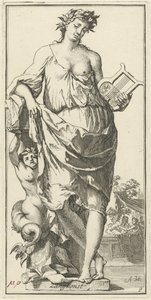 Personificación del arte de cantar Singing Konst (título sobre el objeto) Cuarenta y una piezas, varias estatuas de Sinne (título de la serie) de Arnold Houbraken