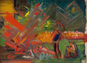 hoguera, c.1940 (óleo sobre lienzo) de Arnold Peter Weisz Kubincan