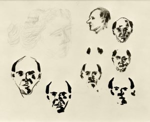 Autorretratos (7 cabezas de frente y de perfil y boceto)
