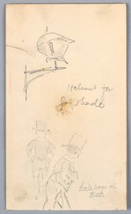 Boceto de casco y hombres en Eton de Arnold William Brunner