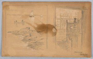 Boceto de paisaje y escalera de Arnold William Brunner