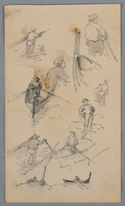 Bocetos de figuras en barcos de Arnold William Brunner