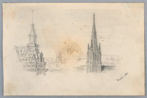 Dos bocetos de campanarios de Arnold William Brunner