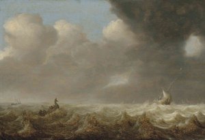 Neerlandés: Barcos en tempestad Barcos de pesca en mar agitado de Arnoldus van Anthonissen