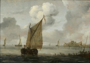 Veleros cerca de una costa de Arnoldus van Anthonissen