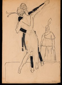 Bailarinas (técnica mixta sobre cartón) de Aroldo Bonzagni