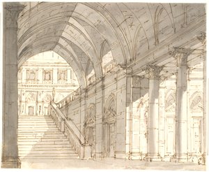 Vestíbulo con escalera y columnas de Aron Wallick