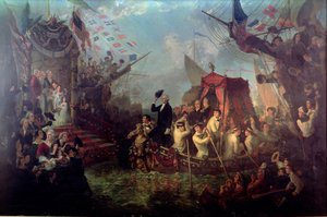 George Washington llegando a la ciudad de Nueva York, 30 de abril de 1789 de Arsene Hippolyte Rivey