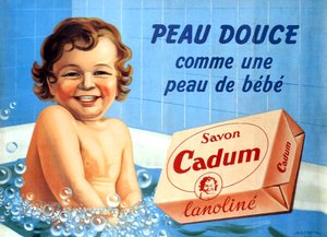Bebé en la bañera para el jabón Cadum 1958 (ilustración) de Arsene Le Feuvre