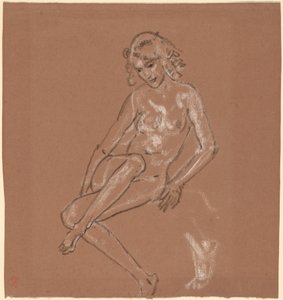Desnudo sentado y un pie