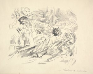 Dos figuras femeninas en un paisaje de Arthur Bowen Davies
