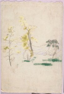 Paisaje con tres árboles solitarios del libro de A.B. Davies, edición 33, 50