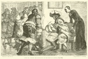 Luis XIV firmando la Revocación del Edicto de Nantes de Arthur Boyd Houghton