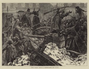 La multitud de París, una barricada en París