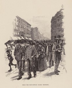 Cerca de la oficina de correos, por la mañana temprano (grabado) de Arthur Burdett Frost