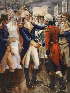 Washington despidiéndose de sus oficiales, ilustración de "This Country of Ours, The Story of the United States" de H.E. Marshall de Arthur C. (after) Michael