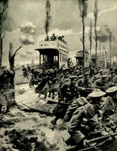 Autobuses de Londres utilizados para transportar tropas al frente, Primera Guerra Mundial, 1914-1918, c1920 de Arthur C. Michael