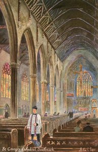 Catedral de San Jorge, Southwark, Londres (litografia en color)