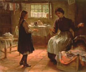 Lección doméstica, c.1890 (óleo sobre lienzo) de Arthur Claude Cooke