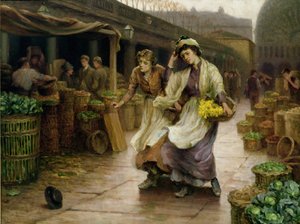 Las chicas de las flores en Covent Garden de Arthur Claude Cooke