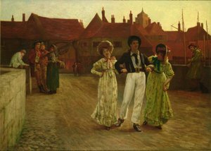 Jack Ashore, escena en Sandwich, Kent de Arthur Claude Cooke