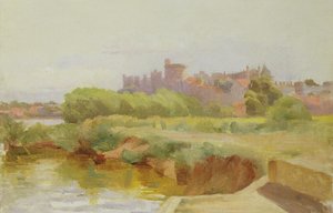 Vista del castillo de Windsor (óleo sobre tabla) de Arthur Claude Cooke