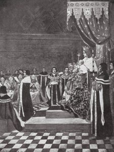 Enrique VI inaugurando el Parlamento con su madre (litografía) de Arthur David (after) McCormick