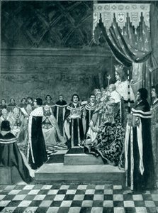 Enrique VI abriendo el parlamento con su madre de Arthur David McCormick