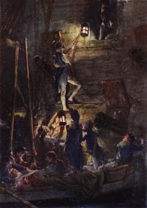 Nelson subiendo a bordo del Theseus para que le amputen el brazo de Arthur David McCormick