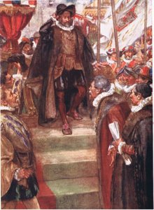 El príncipe de Orange no conoció un momento mayor que este, ilustración de Romance de la Historia: Los Países Bajos, años 1920 de Arthur David McCormick
