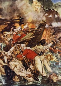 Los techos de paja de los barcos ardiendo furiosamente de Arthur David McCormick