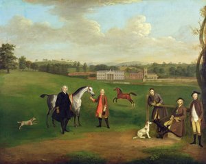 Leak Okeover, Rev. John Allen y el Capitán Chester en Okeover Hall, Staffordshire, c. 1785 de Arthur Devis