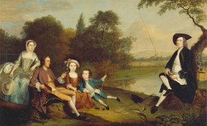 Retrato de una familia, tradicionalmente conocida como la familia Swaine de Fencroft, Cambridgeshire de Arthur Devis