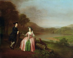 Sir George y Lady Strickland en los jardines de Boynton Hall, cerca de Bridlington, Yorkshire