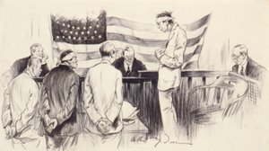 La escena de la sala del tribunal