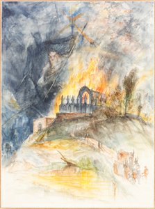 Un Edificio Eclesiástico en Llamas con Demonios Arriba de Arthur Frederick Payne