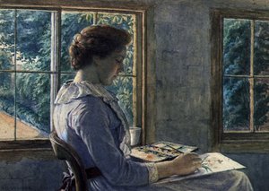 Mujer pintando de Arthur George Walker