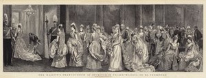 El salón de dibujo de Su Majestad en el Palacio de Buckingham, esperando ser presentado