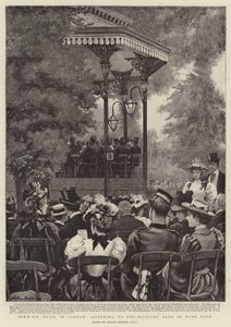 Música al aire libre en Londres, escuchando a la banda militar en Hyde Park de Arthur Hopkins