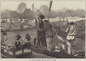 La Carrera de Botes de Oxford y Cambridge, animando a los Vencedores de Arthur Hopkins