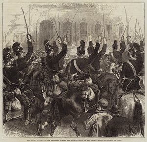 La guerra, Dragones Ligeros Bávaros pasando por el Cuartel General del Príncipe Heredero de Prusia en Ligny