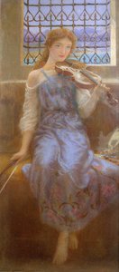 Niña con violín de Arthur Hughes
