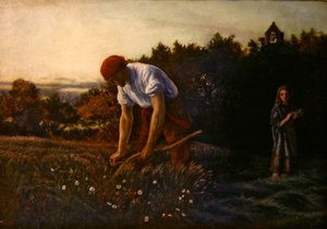 El Segador en las Flores de Arthur Hughes