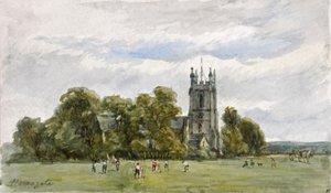 Cricket on the Stray, in front of Christ Church, High Harrogate (acuarela) de Arthur J. Stark