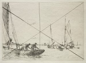Dredging de Ostras, West Mersea de Arthur John Trevor Briscoe
