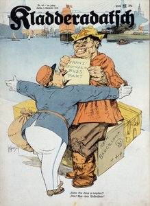 Caricatura alemana sobre los acuerdos franco-soviéticos (aduanero francés y marinero ruso:" ¿Tiene algo que declarar No. Sólo armas!" (Contexto de la guerra de España), "Kladderadatsch" 8/11/1936, ill. by Arthur Johnson (1874-1954). de Arthur Johnson