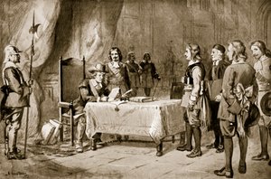 Enviados suizos ante Cromwell, ilustración de 