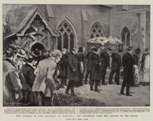 El funeral de Lady Salisbury en Hatfield, la procesión desde la iglesia hasta la tumba de Arthur Kemp Tebby