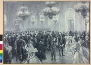 Recepción en la corte con motivo de la visita del emperador Guillermo II a Budapest 1897